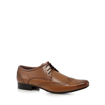 Red Herring Tan leather punched hole pointed brogues